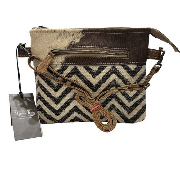 Myra‎ Bag Leather Cow Hyde Canvas Crossbody Bag - Picture 1 of 8